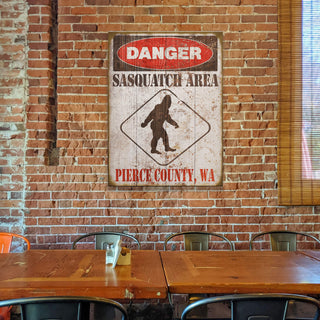 Sasquatch Warning Sign - Wood & Metal Wall Art Meissenburg Designs