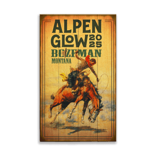 Rodeo Bronc Rider: Alpenglow Festival - Wood & Metal Wall Art Alpenglow Festival