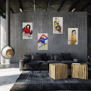 Winter Fashion Postcard: Yellow Coat - Wood & Metal Wall Art Meissenburg Designs