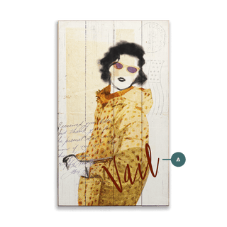 Winter Fashion Postcard: Yellow Coat - Wood & Metal Wall Art Wood Meissenburg Designs