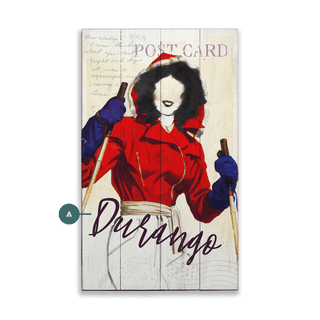 Winter Fashion Postcard: Red Hood - Wood & Metal Wall Art Wood Meissenburg Designs