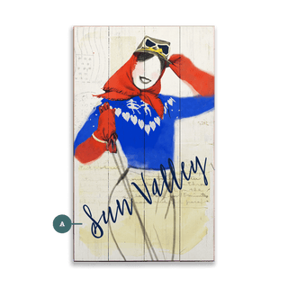 Winter Fashion Postcard: Blue Sweater & Goggles - Wood & Metal Wall Art Wood Meissenburg Designs