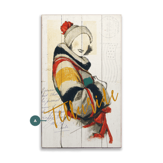 Winter Fashion Postcard: Color Block Coat - Wood & Metal Wall Art Wood Meissenburg Designs