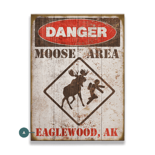 Moose Warning Sign - Wood & Metal Wall Art Meissenburg Designs