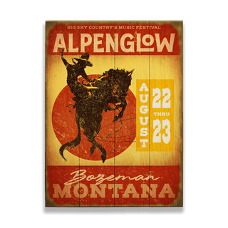 Yellow and Red: Alpenglow Festival - Wood & Metal Wall Art Alpenglow Festival