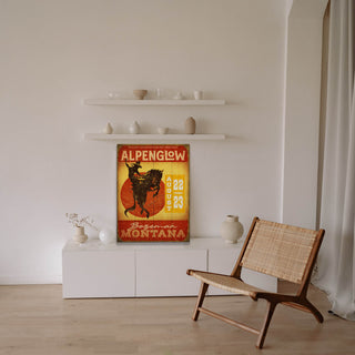 Yellow and Red: Alpenglow Festival - Wood & Metal Wall Art Alpenglow Festival