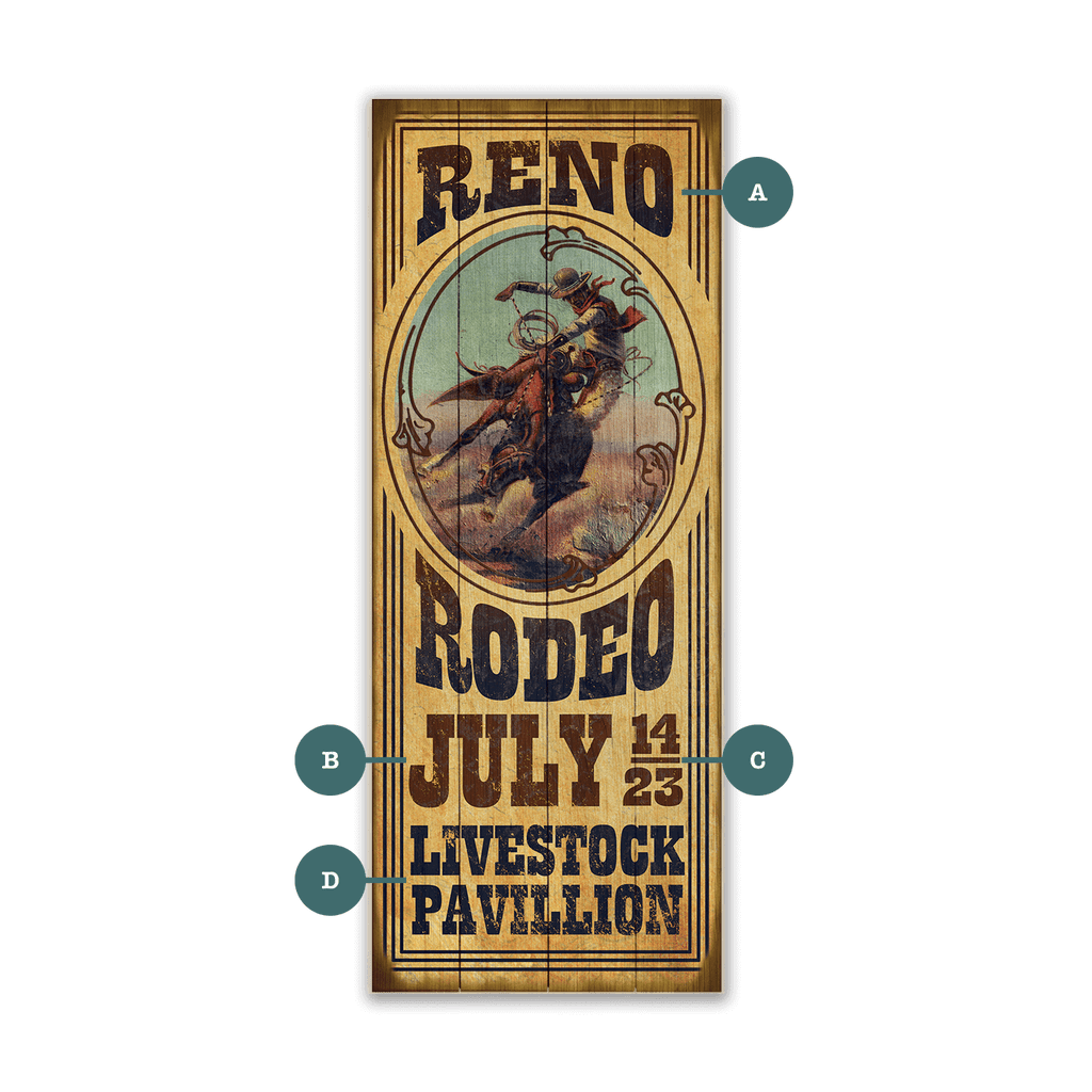 Wood Rodeo Sign Reno Rodeo Cameo - Wood & Metal Wall Art – Old Wood Signs