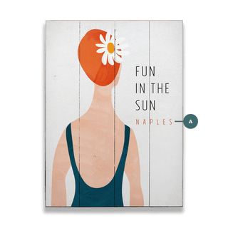 Fun in the Sun Swimcap Lady - Wood & Metal Wall Art Wood by Meissenburg Designs
