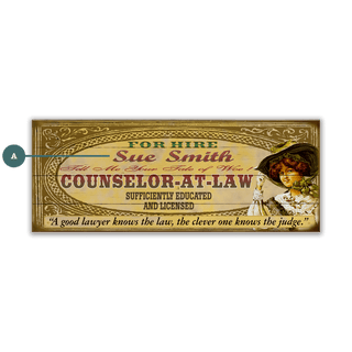 Legal Office - Counselor-at-Law: Female (Personalized) - Wood & Metal Wall Art Wood by Meissenburg Designs