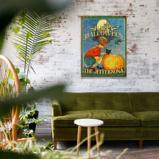 Witch’s Flight and Pumpkin Light - Wood & Metal Wall Art Meissenburg Designs