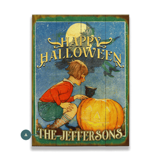 Witch’s Flight and Pumpkin Light - Wood & Metal Wall Art Meissenburg Designs