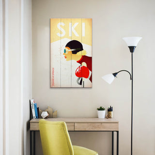 Female Skier Downhill Run - Wood & Metal Wall Art by Meissenburg Designs