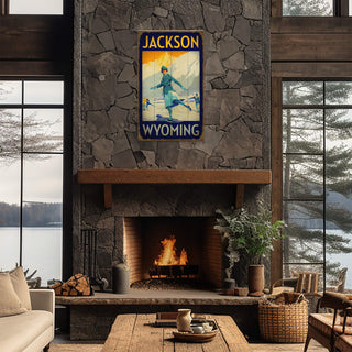 Alpine Ice Skating - Wood & Metal Wall Art