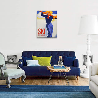 Blue Ski Gal - Wood & Metal Wall Art