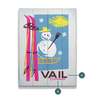 Neon Skis Snowman - Wood & Metal Wall Art