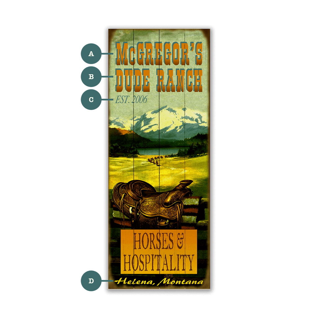 Horses & Hospitality Dude Ranch - Wood & Metal Wall Art – Old Wood Signs