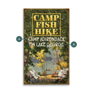 Camp Fish Hike - Wood & Metal Wall Art