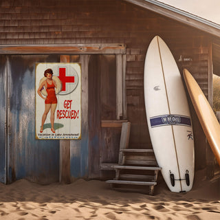 Get Rescued! Female Lifeguard - Wood & Metal Wall Art by Meissenburg Designs