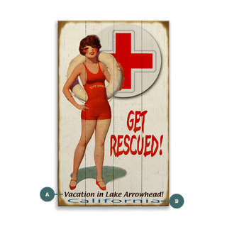 Get Rescued! Female Lifeguard - Wood & Metal Wall Art Wood by Meissenburg Designs