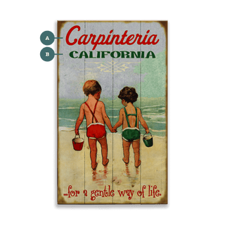 Children Holding Hands at the Beach - Wood & Metal Wall Art