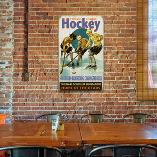 Female League Hockey - Wood & Metal Wall Art by Curtis Publishing