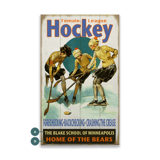 Female League Hockey - Wood & Metal Wall Art Wood by Curtis Publishing