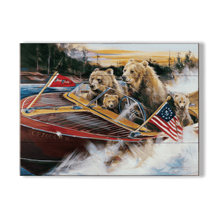 Bear Craft Family Boat Ride - Wood & Metal Wall Art