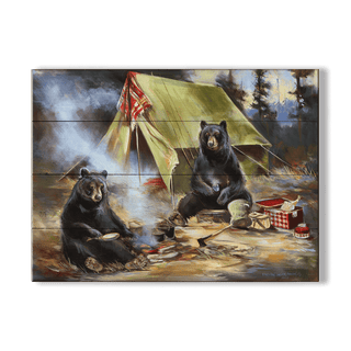 Camping Bears - Wood & Metal Wall Art