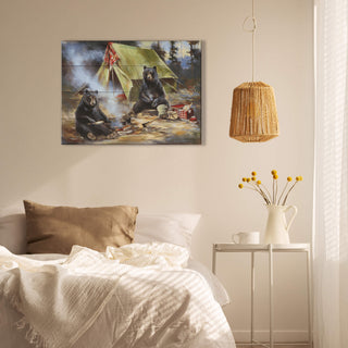 Camping Bears - Wood & Metal Wall Art
