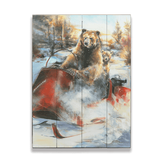 Bearclaw Snowmobile Bears - Wood & Metal Wall Art