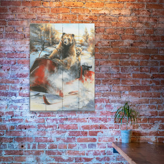Bearclaw Snowmobile Bears - Wood & Metal Wall Art