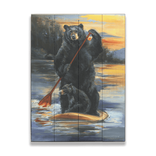 Paddleboard Bear - Wood & Metal Wall Art