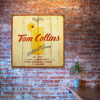 Vintage Cocktail Recipe: Tom Collins - Wood & Metal Wall Art