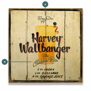 Vintage Cocktail Recipe: Harvey Wallbanger - Wood & Metal Wall Art