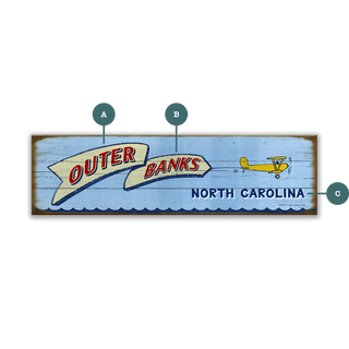 Vintage Airplane Over Water - Wood & Metal Wall Art