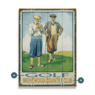 Vintage Golfers - Wood & Metal Wall Art Wood Old Sport Gallery