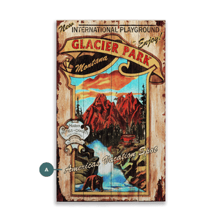 Glacier Park - International Playground - Wood & Metal Wall Art Out West Design