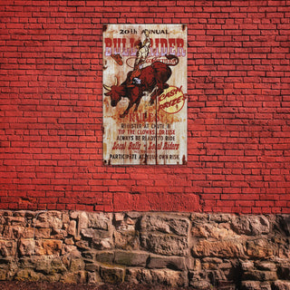 Bull Rider Competition - Wood & Metal Wall Art