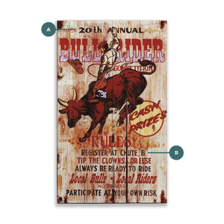 Bull Rider Competition - Wood & Metal Wall Art