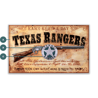 Personalized Texas Rangers Western Sign - Wood & Metal Wall Art