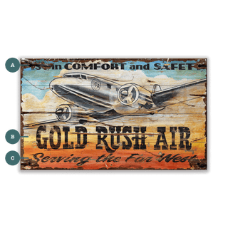 Gold Rush Air - Wood & Metal Wall Art Out West Design