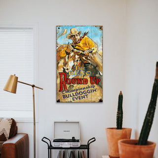 Championship Bulldoggin' Roundup - Wood & Metal Wall Art