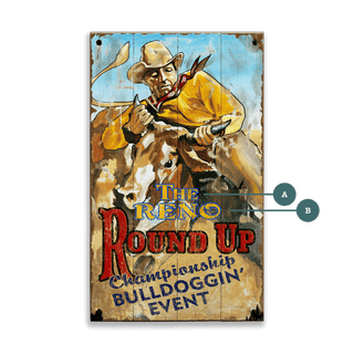 Championship Bulldoggin' Roundup - Wood & Metal Wall Art