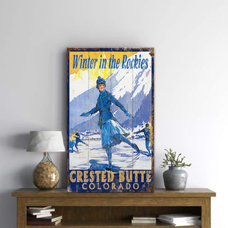 Winter in the Rockies - Wood & Metal Wall Art Out West Design