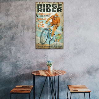Ridge Rider Bike Challenge - Wood & Metal Wall Art Out West Design