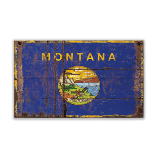 Heavily Weathered Montana Flag - Wood & Metal Wall Art Wood by Out West Design