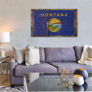 Heavily Weathered Montana Flag - Wood & Metal Wall Art by Out West Design