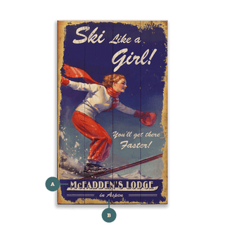 Ski Like a Girl - Wood & Metal Wall Art Wood & Metal Wall Art Out West Design Wood 14" x 24"