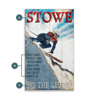 Ski the Legend - Wood & Metal Wall Art Out West Design