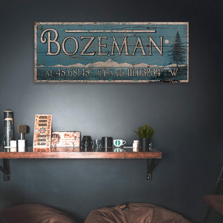 Moonlit Mountains Latitude - Wood & Metal Wall Art Out West Design